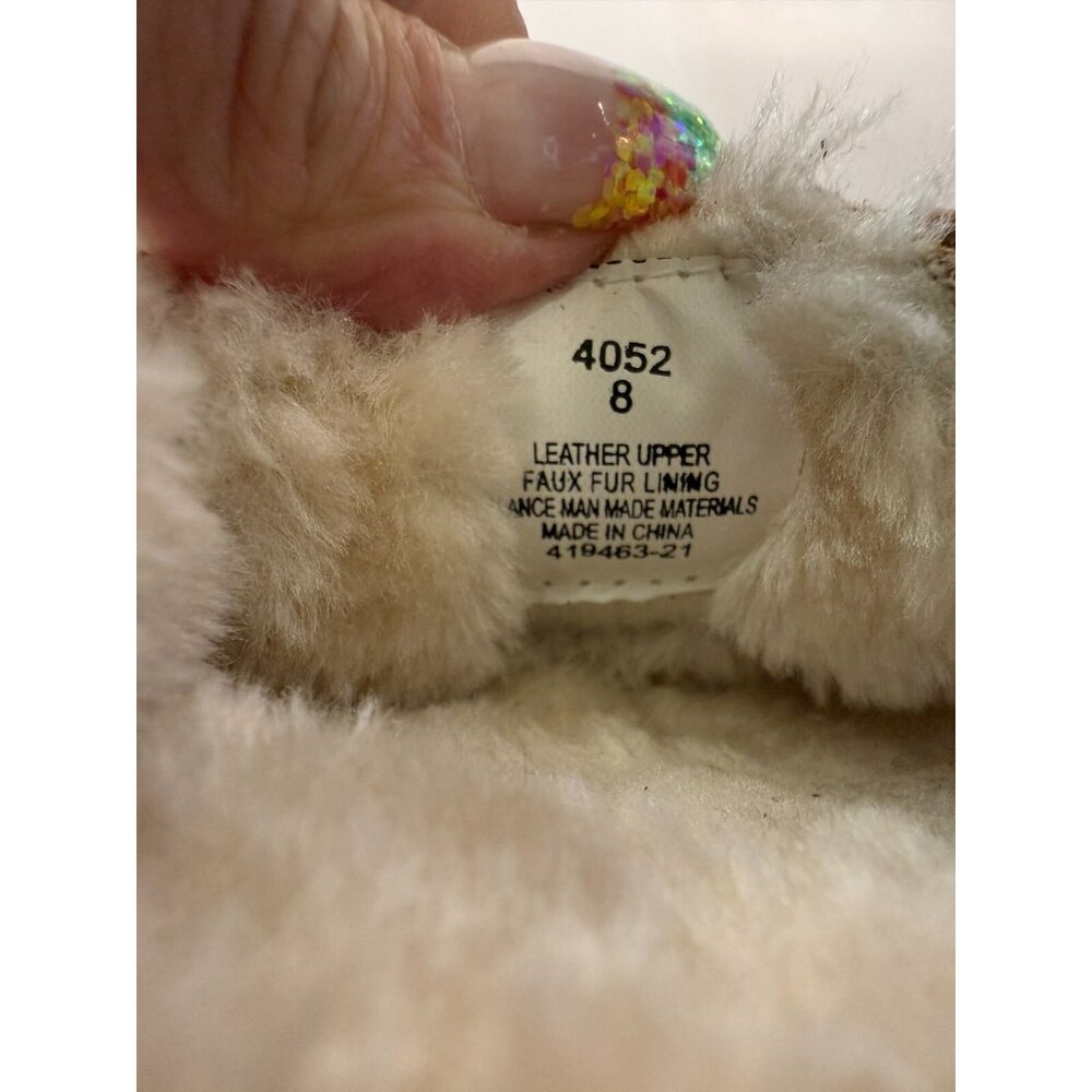 MINNETONKA Women’s  Moccasins 8 Tan Suede Leather Faux Fur Lined #4052 - Picture 6 of 6